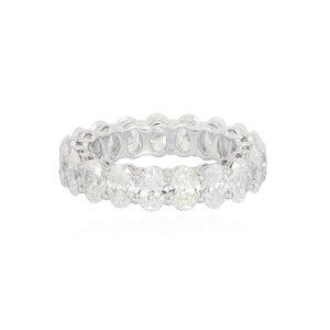 Oval Cut Diamond 14K (18K Custom) White Gold Eternity Band Ring